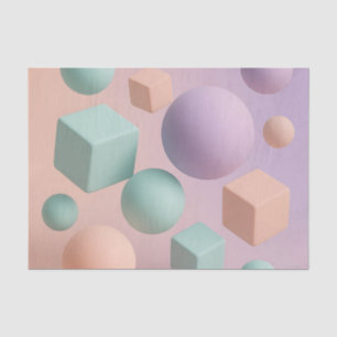 Pastel Geometric Spheres Cubes Tissue Paper
