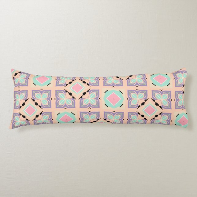 Pastel Geometric Tile Pattern | Pink Mint Purple  Body Cushion (Front)