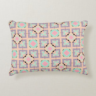 Pastel Geometric Tile Pattern Pink Mint Purple Decorative Cushion