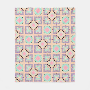 Pastel Geometric Tile Pattern Pink Mint Purple Fleece Blanket