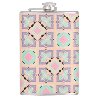 Pastel Geometric Tile Pattern | Pink Mint Purple  Hip Flask