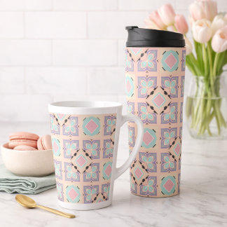 Pastel Geometric Tile Pattern | Pink Mint Purple  Latte Mug