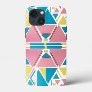 Pastel Geometric Triangles – Modern Retro Apple iPhone 13 Mini Case