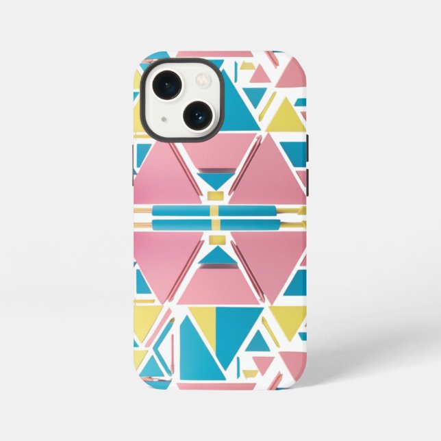 Pastel Geometric Triangles – Modern Retro Apple  iPhone Case (Back)