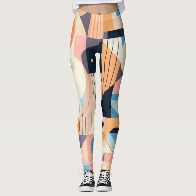 Pastel Geometrics Women's Workout Leggings (Front)