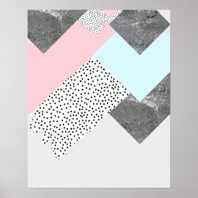 Pastel Geomtric Marble Dotted Design Poster (Front)