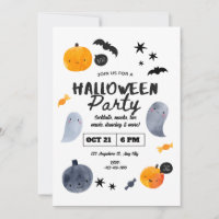Pastel Ghost Halloween Invitation for Toddlers