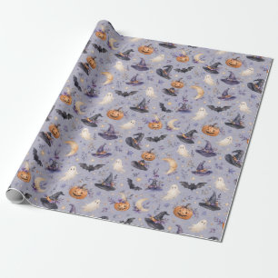 Pastel Ghost Witch Hat Halloween Pattern Gift Wrap