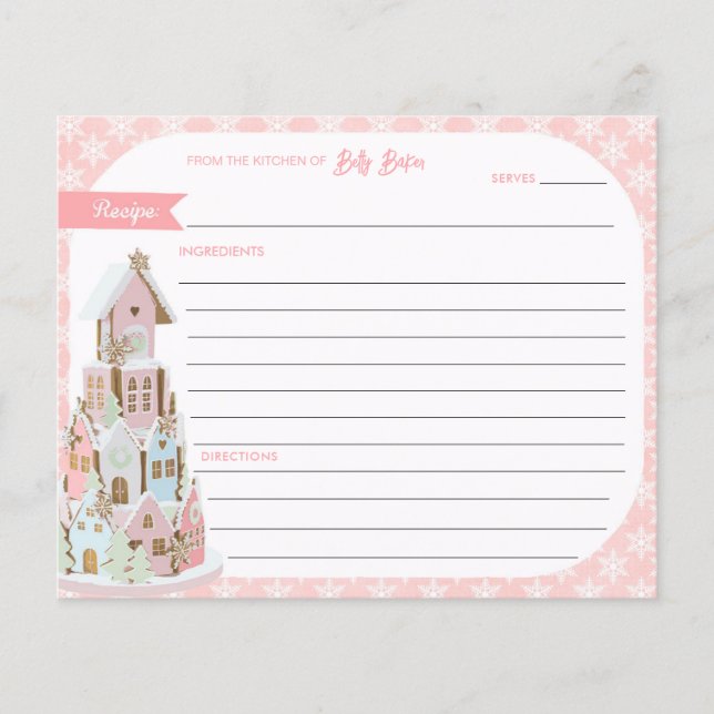 Pastel Gingerbread Sugar Castle Cake  Recipe Card (Front)