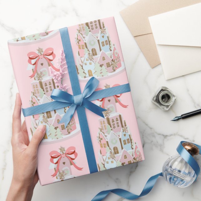 Pastel Gingerbread Sugar Castle Cake Wrapping Paper (Gifting)