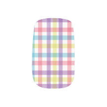 Pastel Gingham Nail Art