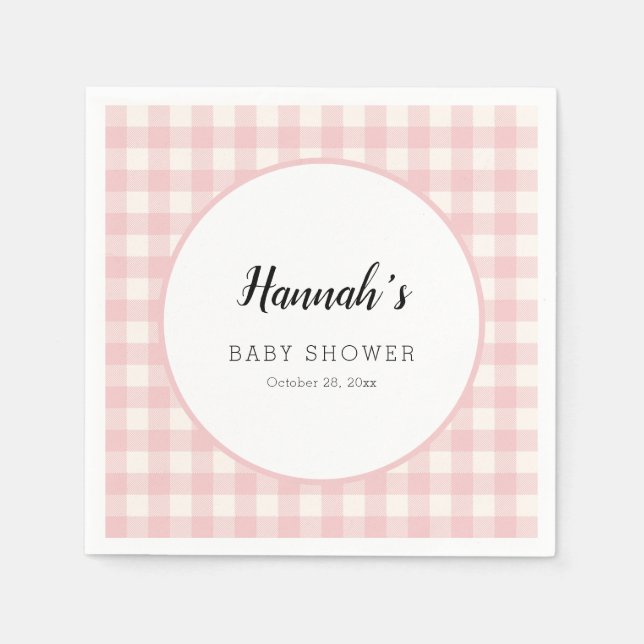 Pastel Gingham Napkins Baby Shower (Front)