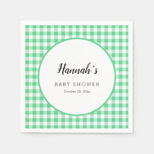 Pastel Gingham Napkins Baby Shower Green