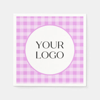 Pastel Gingham Napkins Your Logo Here Lavender