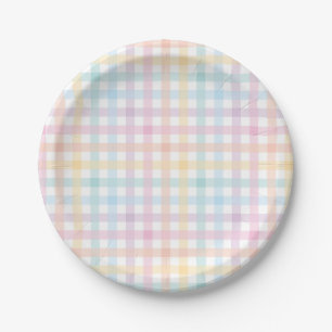 Pastel Gingham Paper Plate