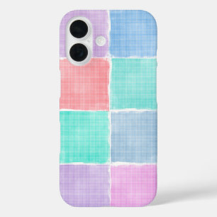 pastel gingham patchwork blocks iPhone 16 case