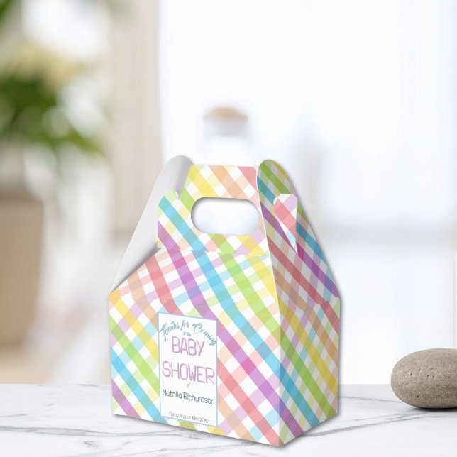 Pastel Gingham Rainbow Baby Shower Favour Box (Creator Uploaded)