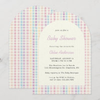 Pastel Gingham Rainbow Colours Baby Shower
