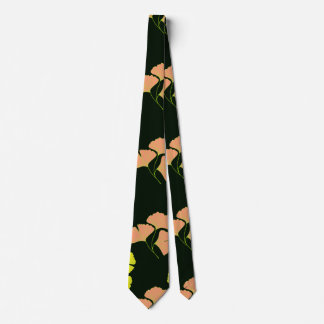 Pastel Ginko Leaves on Black background Tie