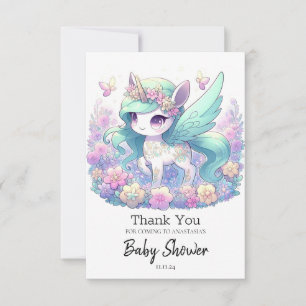 Pastel Girl Unicorn Baby Shower Thank You Card