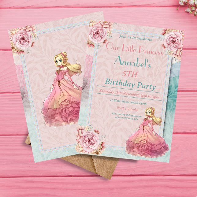 Pastel Girls Birthday Party Our Little Princess Invitation (Creator Uploaded)