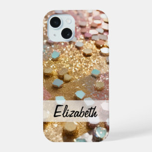 Pastel Girly Glitter Pink, Blue, Gold, Silver iPhone 15 Case