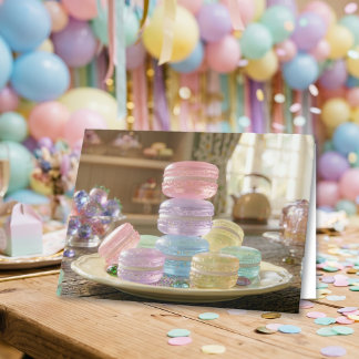 Pastel Glass Macaron Cookies | Happy Birthday Card