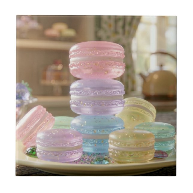 Pastel Glass Macaron Cookies   Tile (Front)