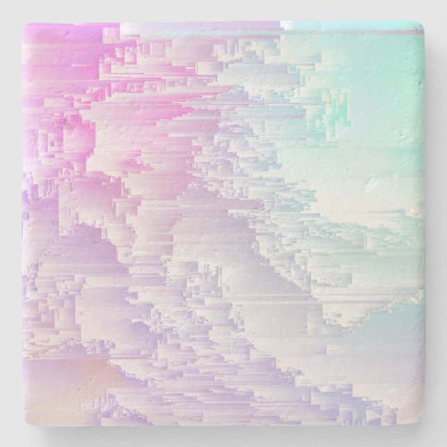 Pastel Glitch Stone Coaster (Front)