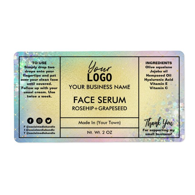 Pastel Glitter And Gold Face Serum (Front)