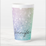 Pastel Glitter Bokeh BackgroundGlam Elegant Glitte Latte Mug<br><div class="desc">Easily personalise this elegant colourful bokeh glitter pattern with your custom name and/or monogram.</div>