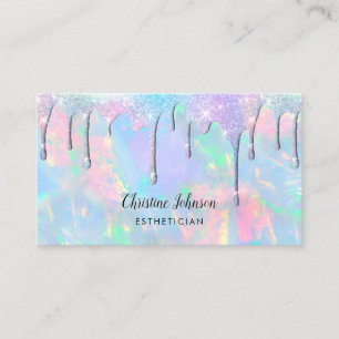 pastel glitter drips business card