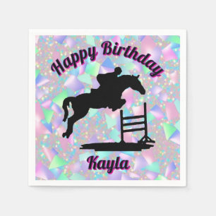 Pastel Glitter Horse Girl Birthday Napkins