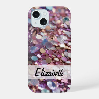 Pastel Glitter in Purple, Blue, Pink & Silver iPhone 15 Case