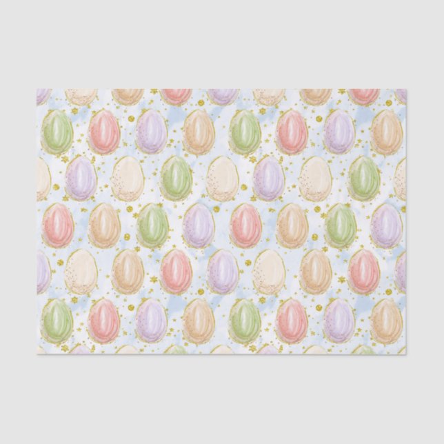 PASTEL GLITTER LOOK WATERCOLOR EASTER EGGS TISSUE PAPER (Front)