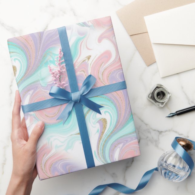 Pastel Glitter Ombre Rainbow Colour  Pattern  Wrapping Paper (Gifting)