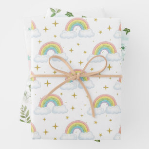 Pastel Glitter Ombre Rainbow Colour  Pattern  Wrapping Paper Sheet