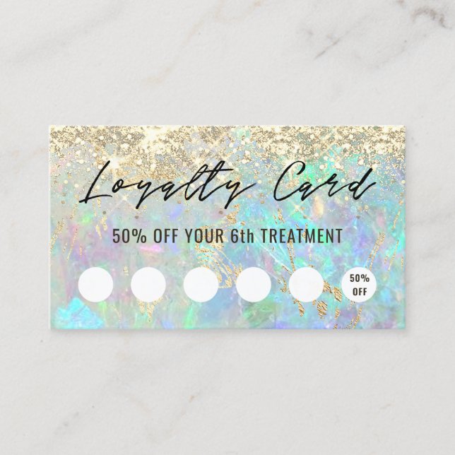 pastel glitter opal background loyalty card (Front)