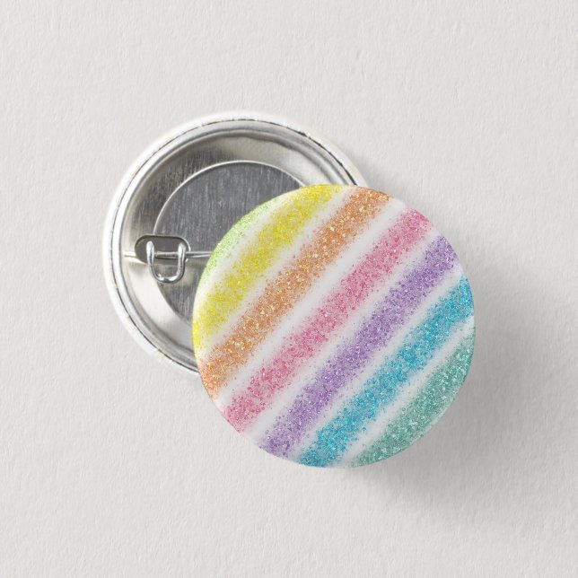 Pastel Glitter Rainbow 3 Cm Round Badge (Front & Back)