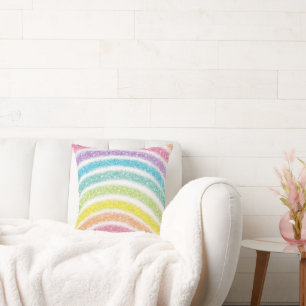Pastel Glitter Rainbow Cushion