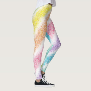 Pastel Glitter Rainbow Leggings