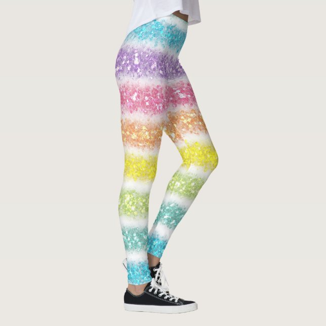 Pastel Glitter Rainbow Leggings (Right)
