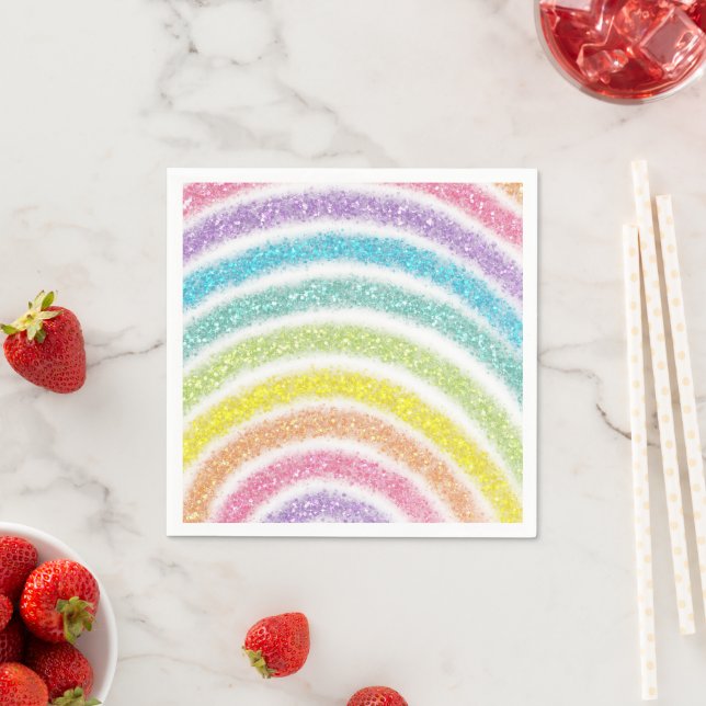 Pastel Glitter Rainbow Napkin (Insitu)