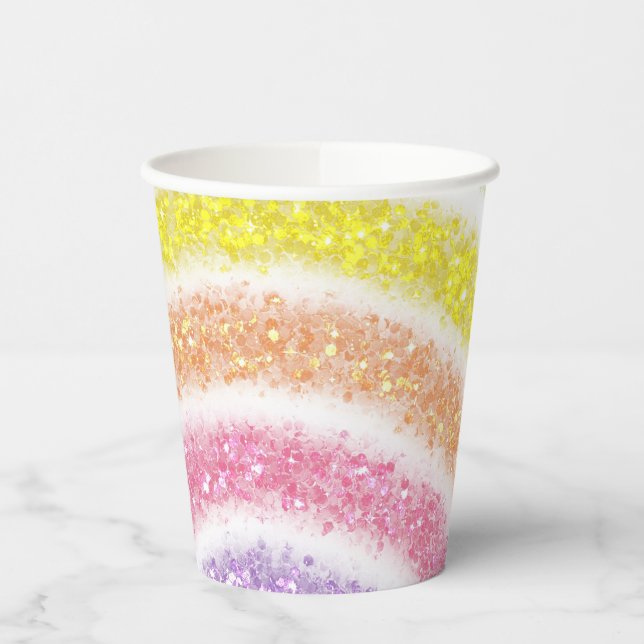 Pastel Glitter Rainbow Paper Cups (Left)