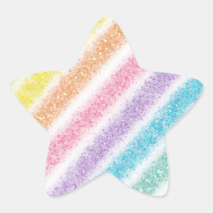 Pastel Glitter Rainbow Star Sticker