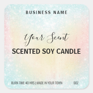 Pastel Glitter Scented Soy Candle Labels