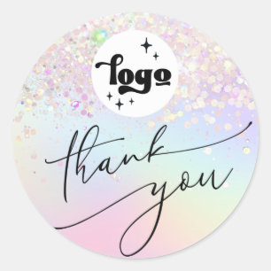 pastel glitter thank you classic round sticker