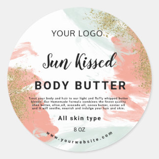 Pastel glitter water colour Body butter label