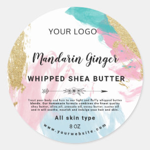 Pastel glitter water colour shea butter label