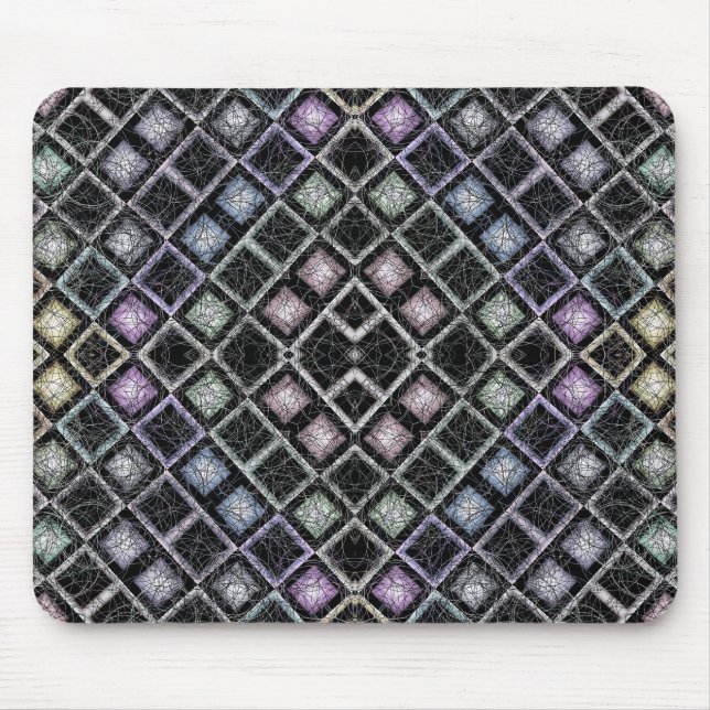 Pastel Glow Mosaic Mandala with Silver Lattice Mouse Pad (Front)
